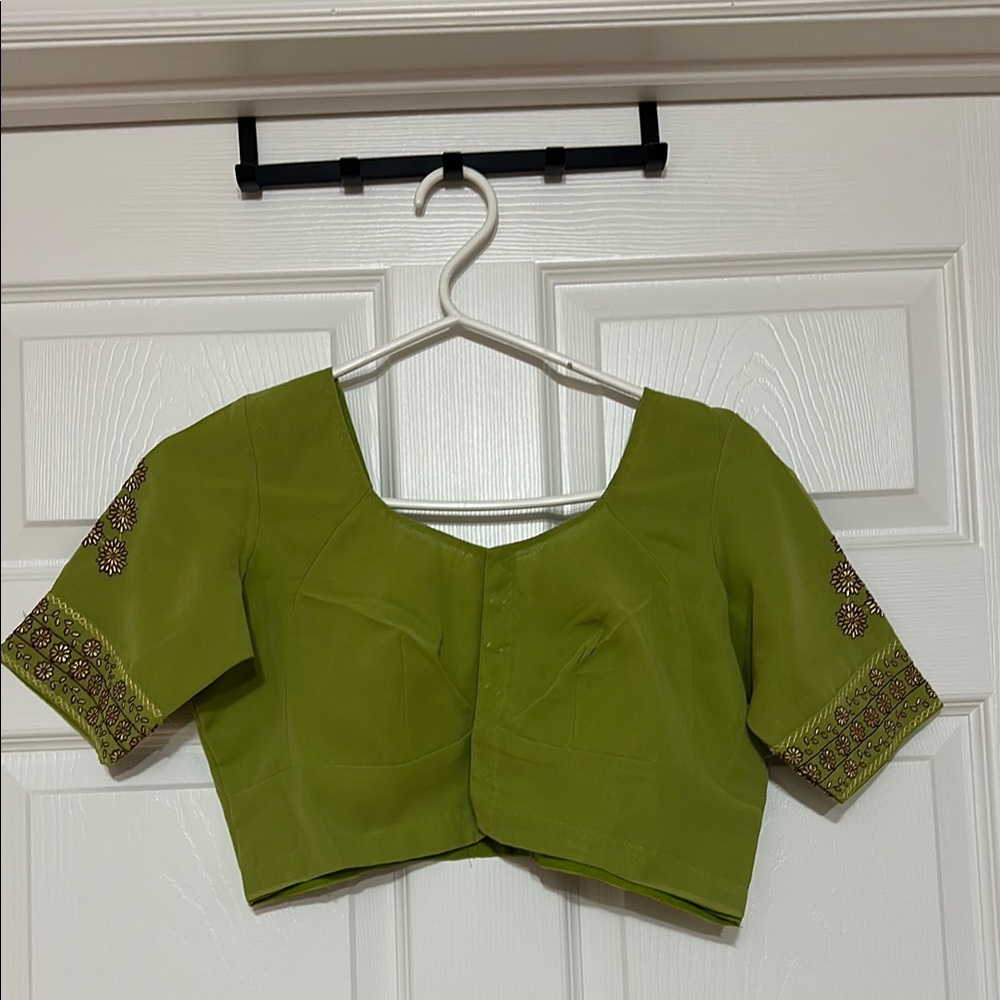 Green Embroidered Women's Top